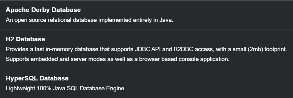 Spring Boot Embedded DB